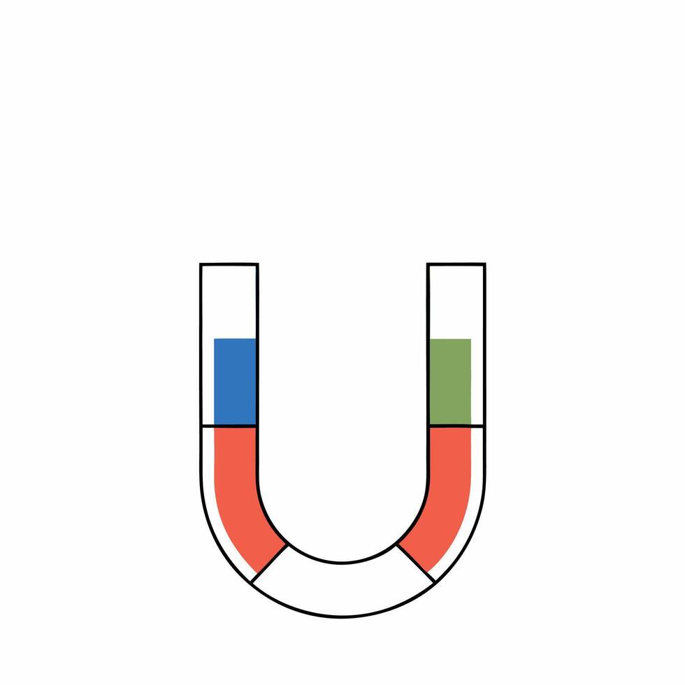 Abstract Horseshoe Magnet Blue, Red. vector