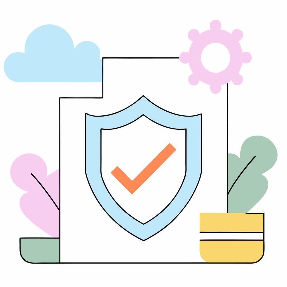 Data Security Shield Illustration Verified Protection Graphic. vector