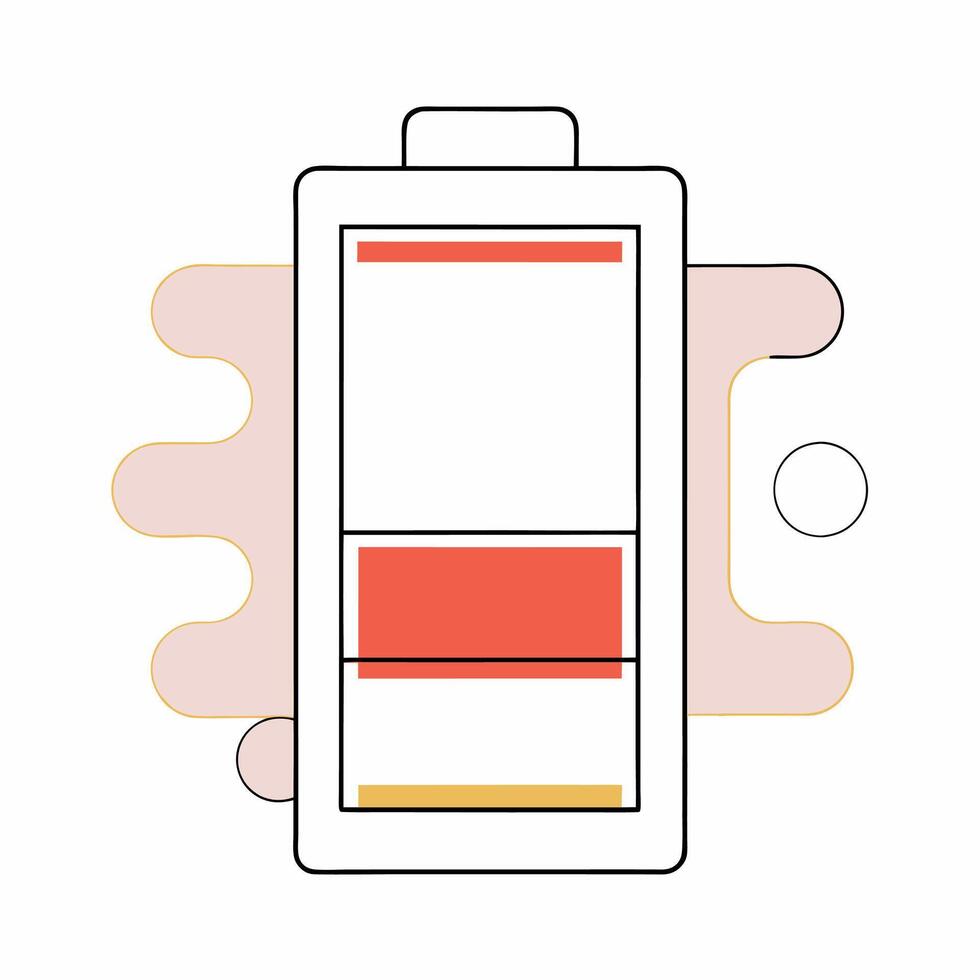 Minimalist Low Battery Indicator Red, Orange. vector