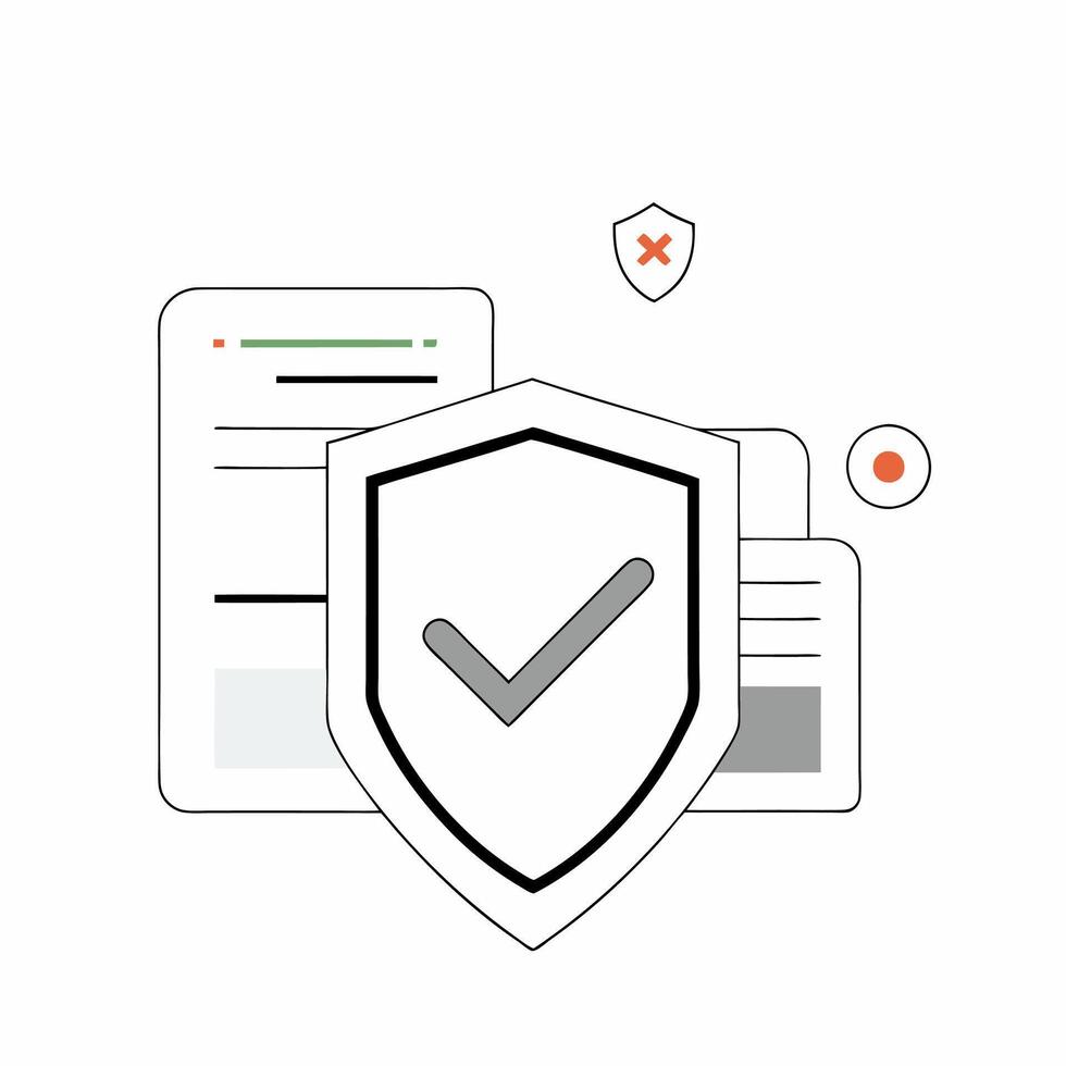 Data Security Illustration Shield, Checkmark. vector