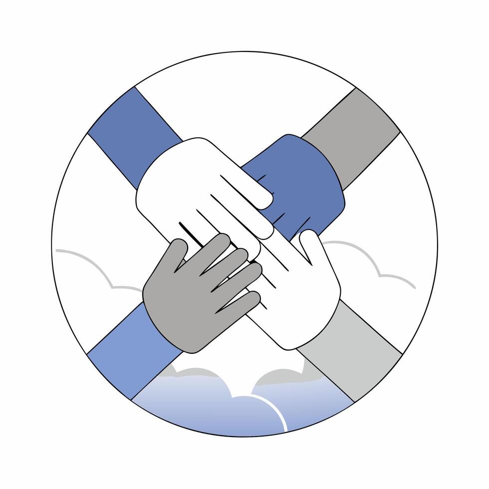 Teamwork Hands Illustration Unity, Collaboration. vector