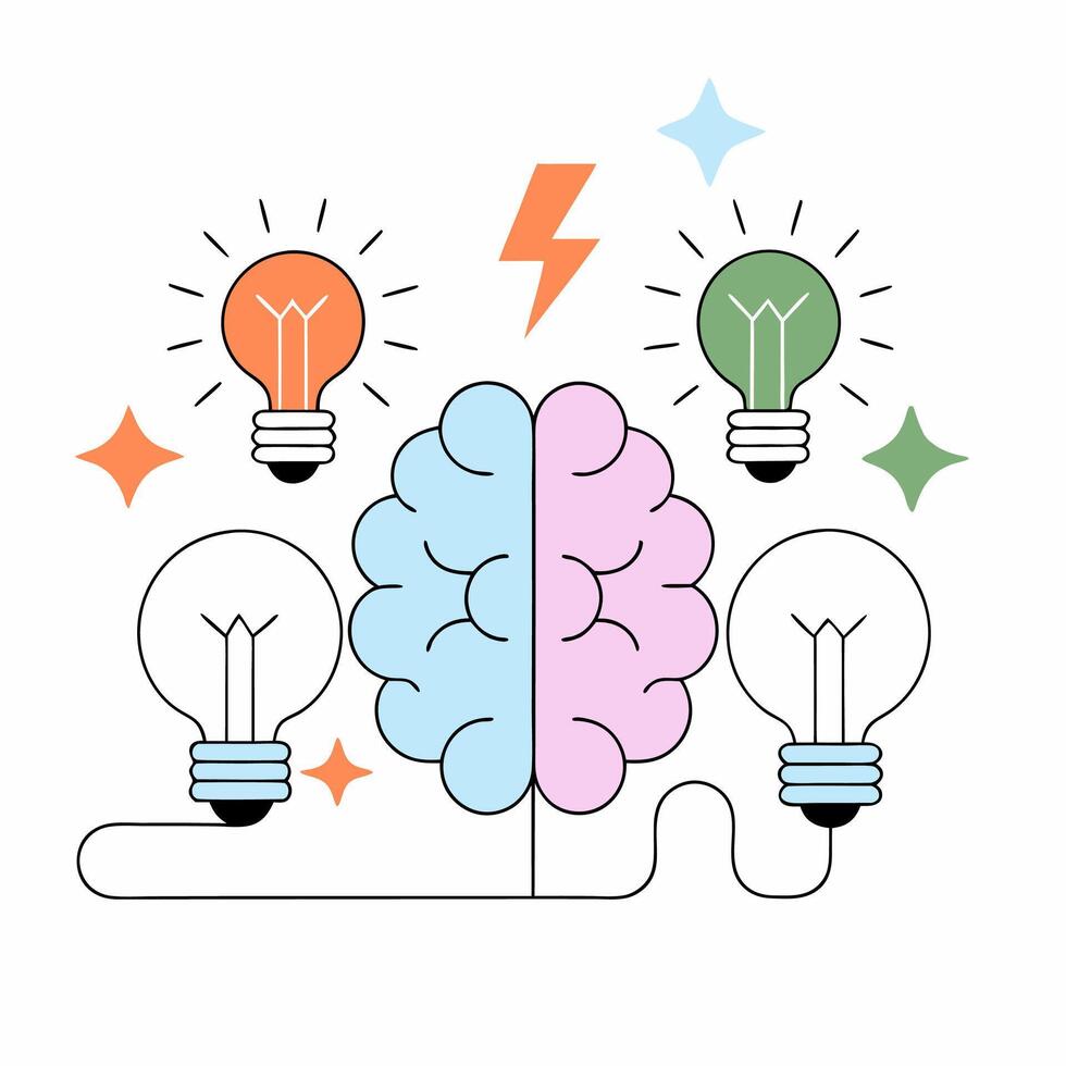 Brainpower Creative Ideas, Brainstorming. vector