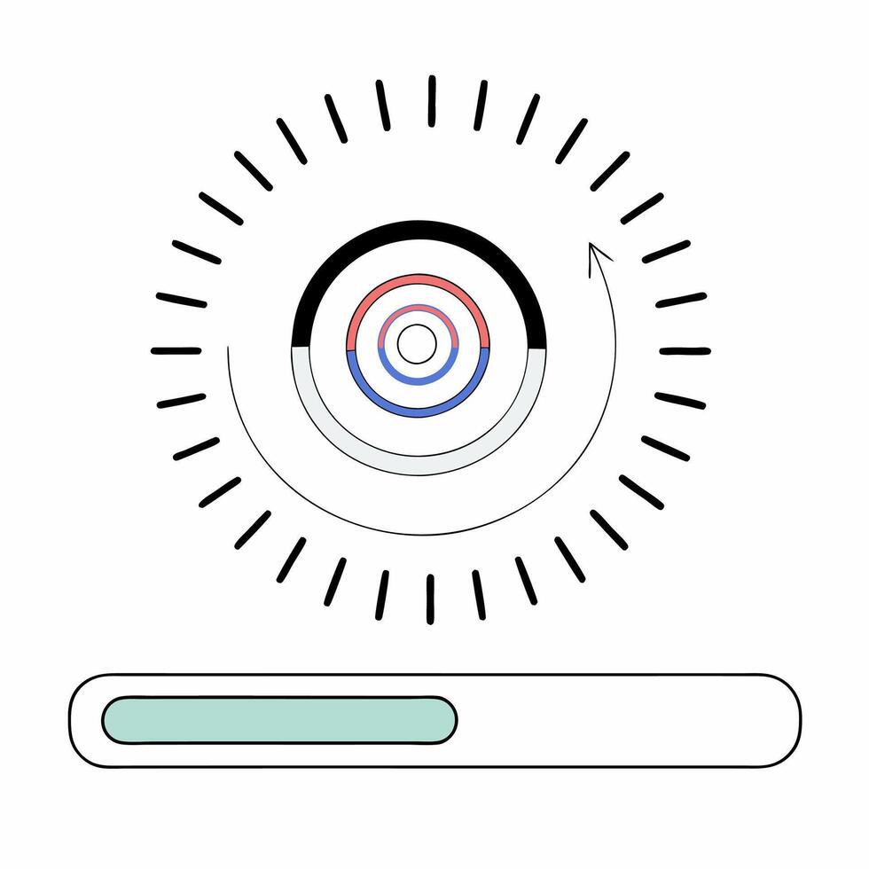 Minimalist Concentric Circles Progress Loading Graphic Abstract Design. vector