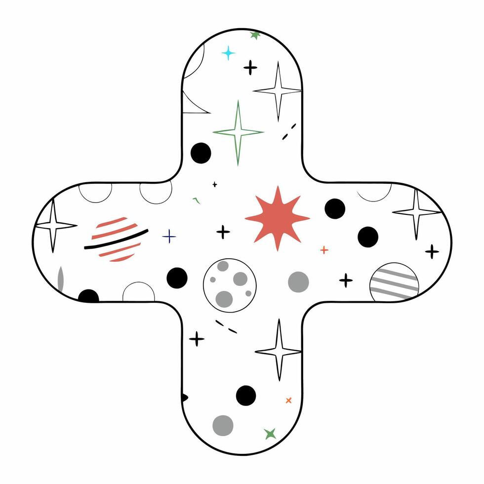 Kids Space Pattern Planets, Stars, Geometric Design. vector