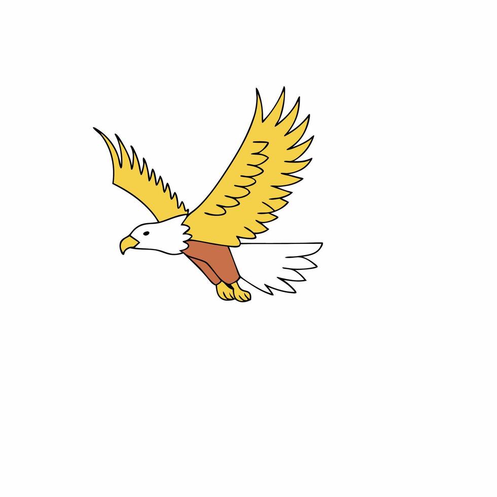 Golden Eagle in Flight Illustration Orange, Yellow, White. vector