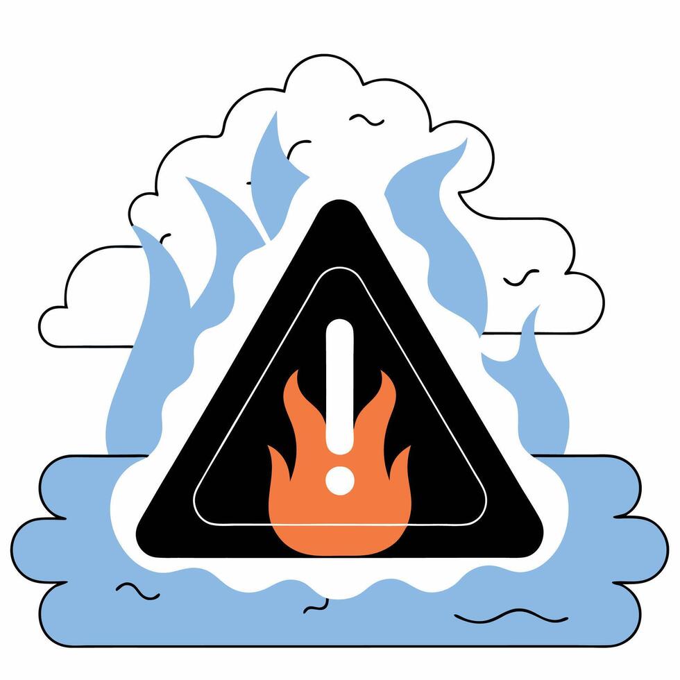 Urgent Warning Fire Hazard Alert Graphic Illustration. vector