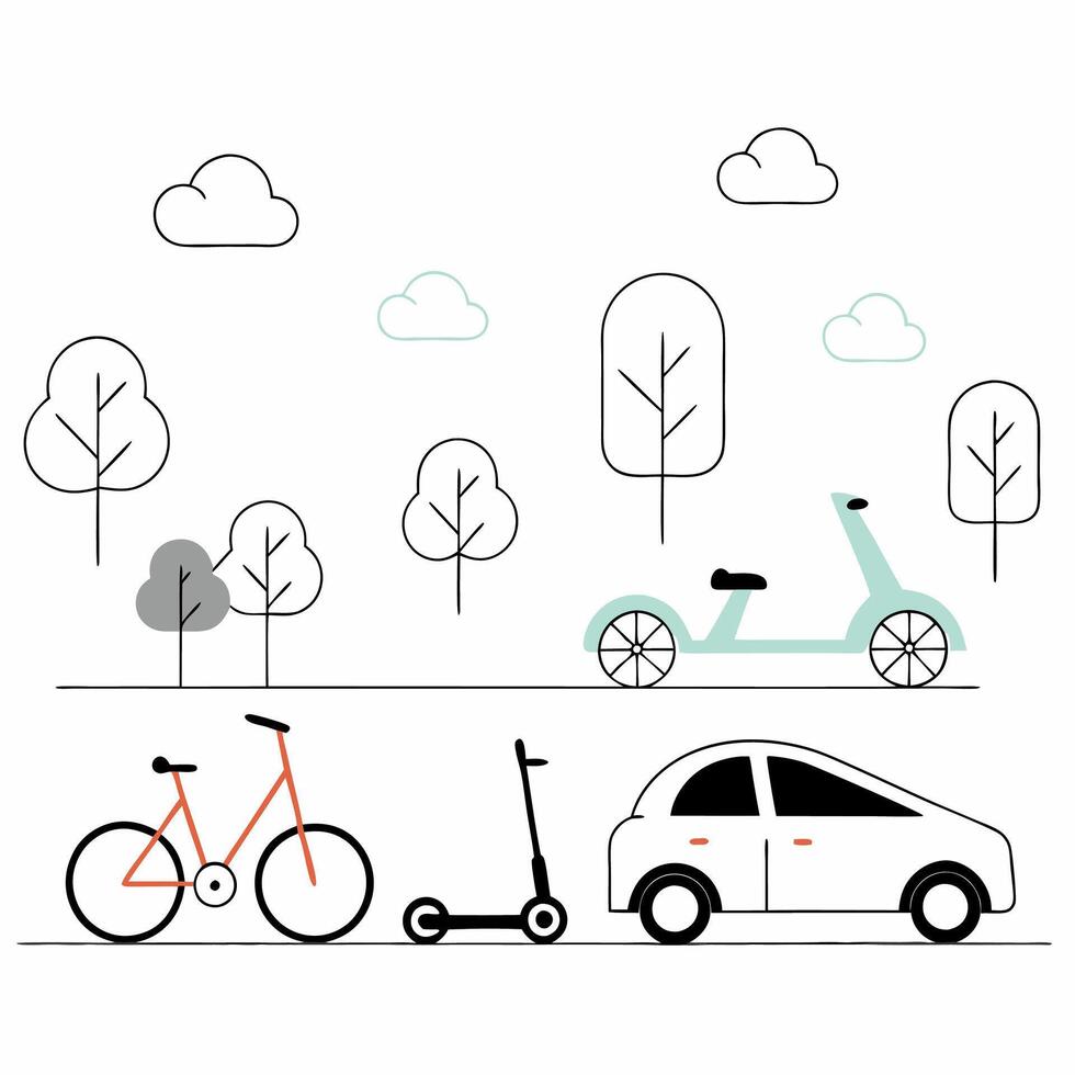 Eco Friendly Urban Transport Bike, Scooter. vector