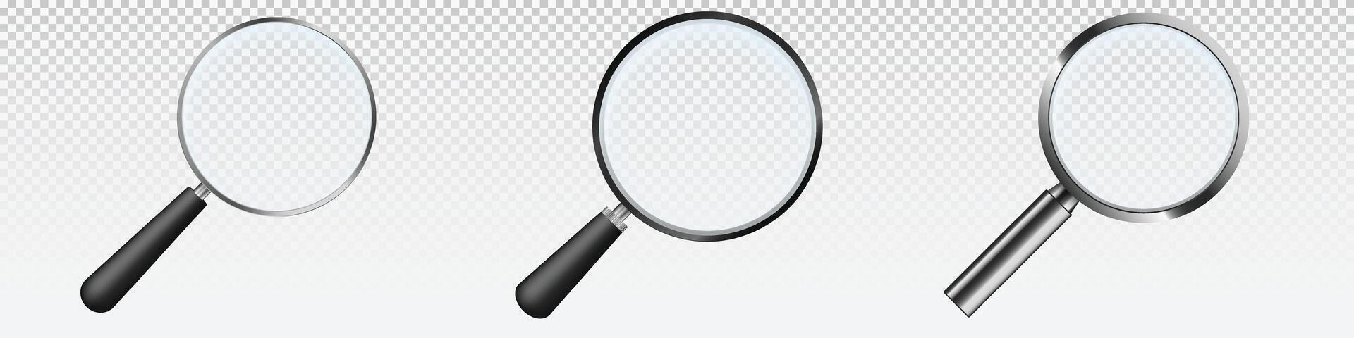 Magnifying glass set. Scaling and exploring tool vector