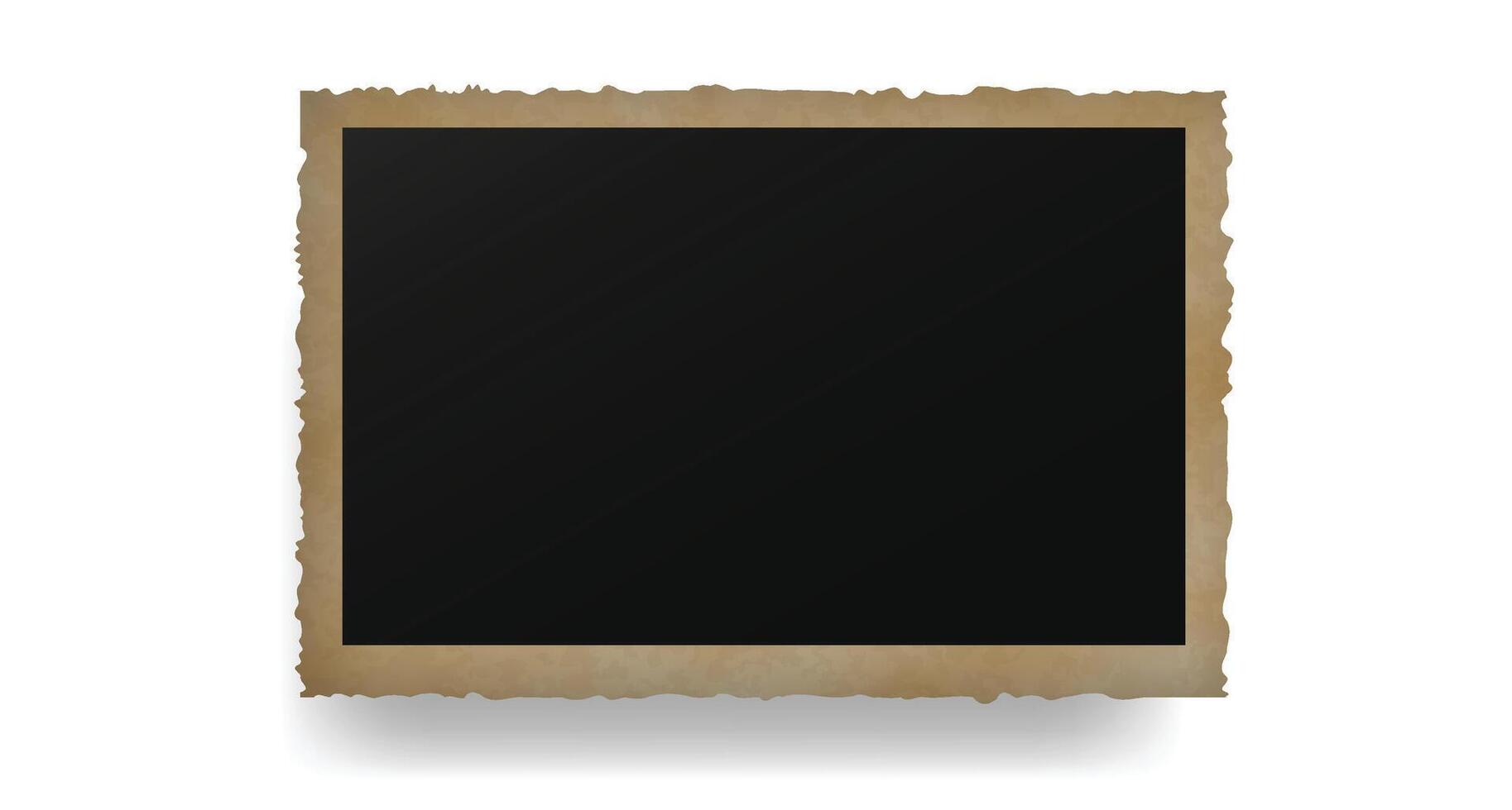 Rectangular gold photo frame with torn edges vector