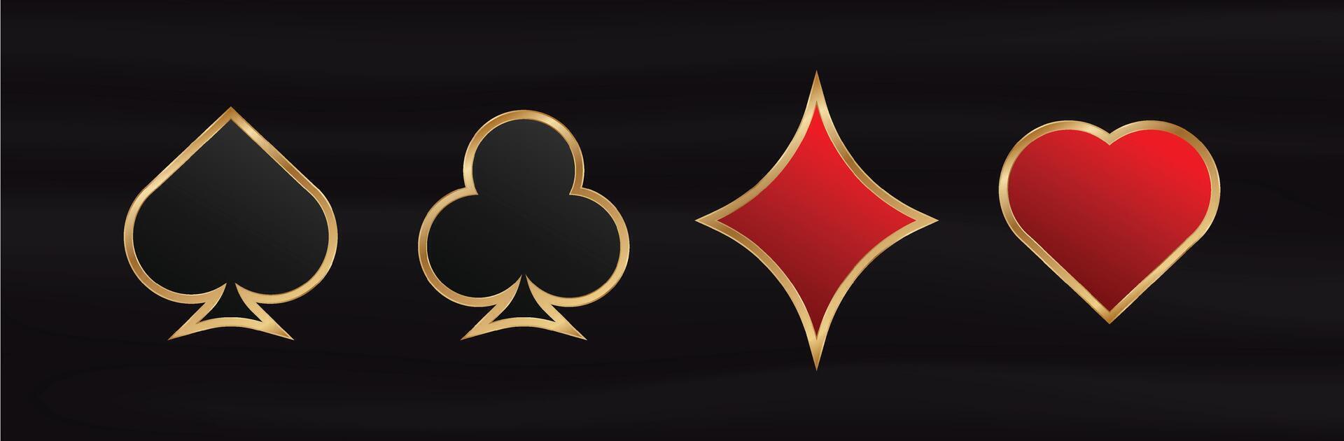 Gambling card suits. Game red symbol of luck in poker vector