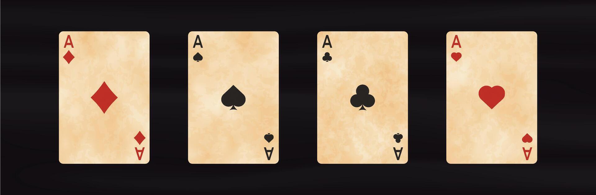Four playing cards with aces vector