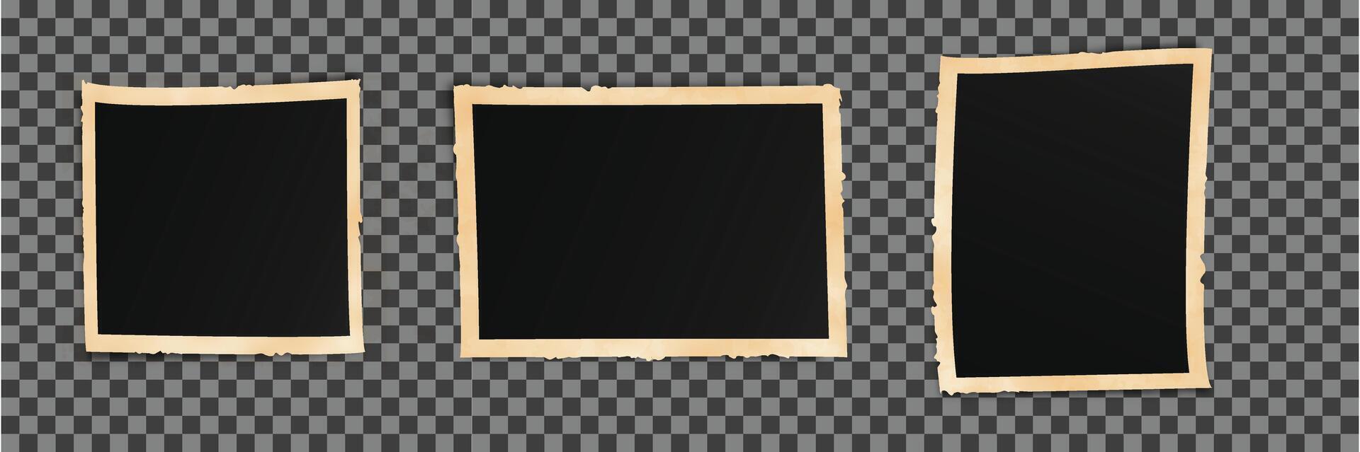 Curves photo frames isolated. Black squares and rectangles vector