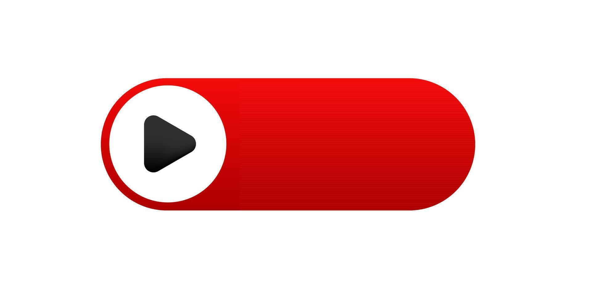 Play button banner icon. Red play button. vector