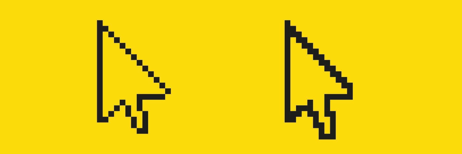 Pixel art computer cursors on yellow background vector