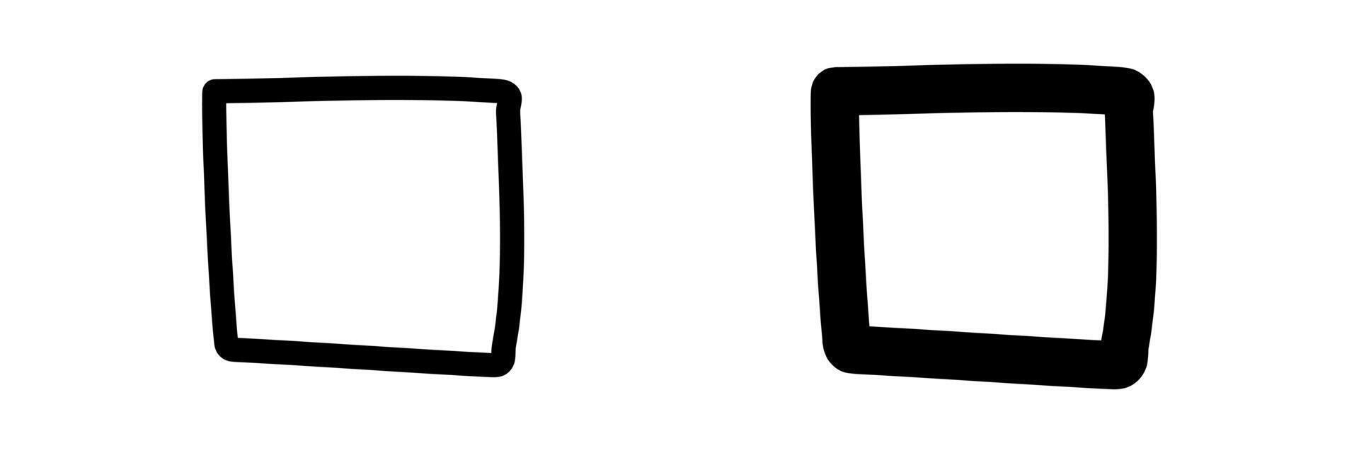 Simple square shapes in thin and thick lines vector