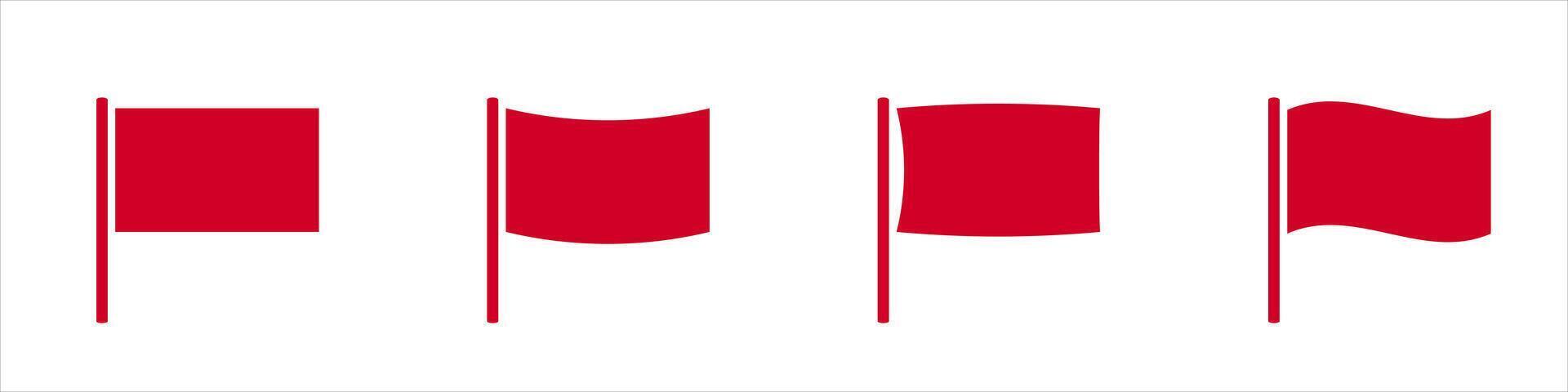 Four red flags in different positions vector