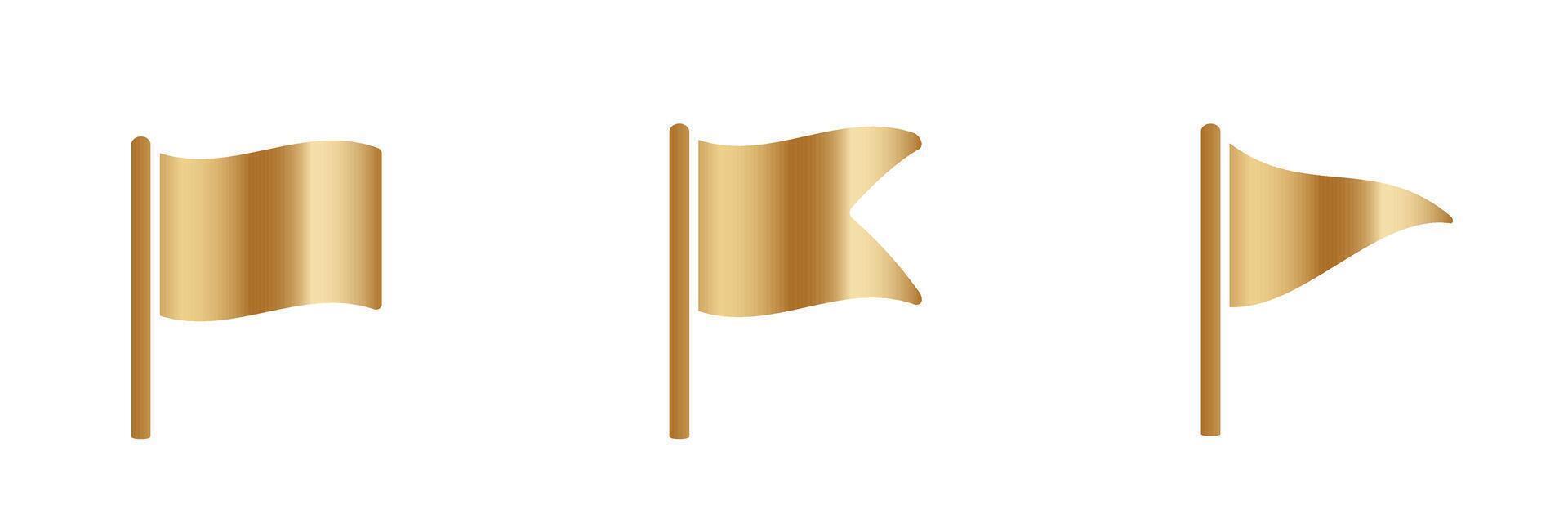 Three golden flags in different styles vector