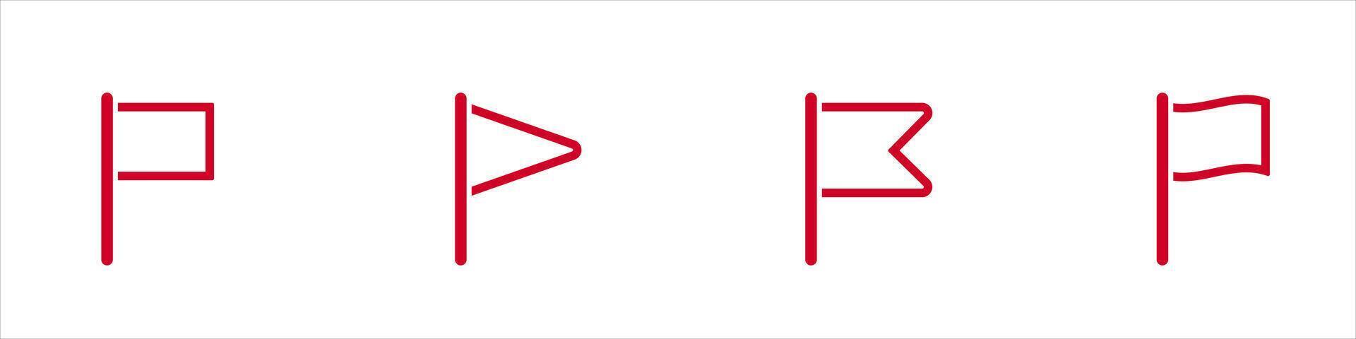 Red flags in different geometric shapes on white background vector