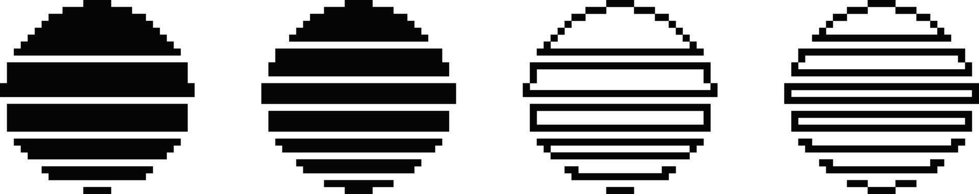 Pixel art four black and white striped ovals vector