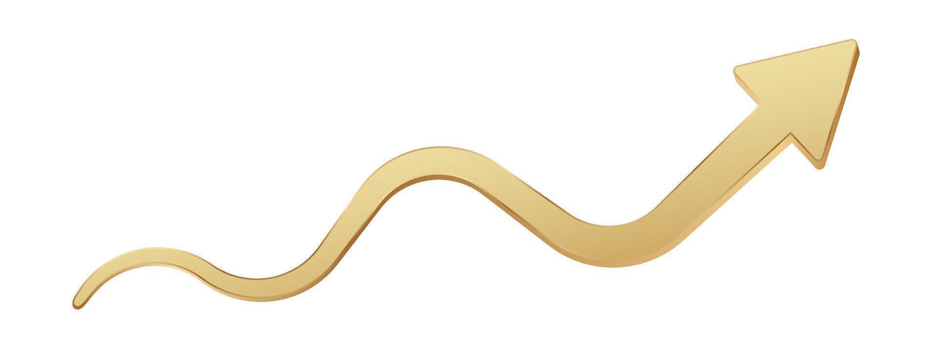 Golden upward arrow symbolizing growth and success vector