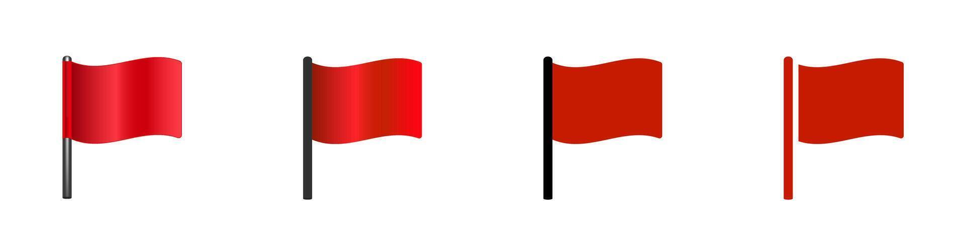 Red flags in four styles on white background vector