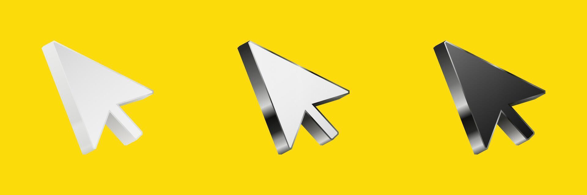 Shiny 3d arrows in white, silver, and black on bright background vector