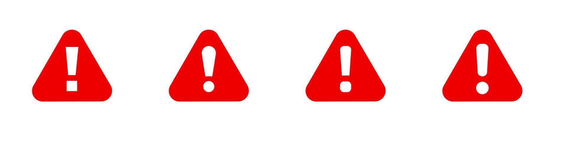 Red triangle warning signs with exclamation marks vector