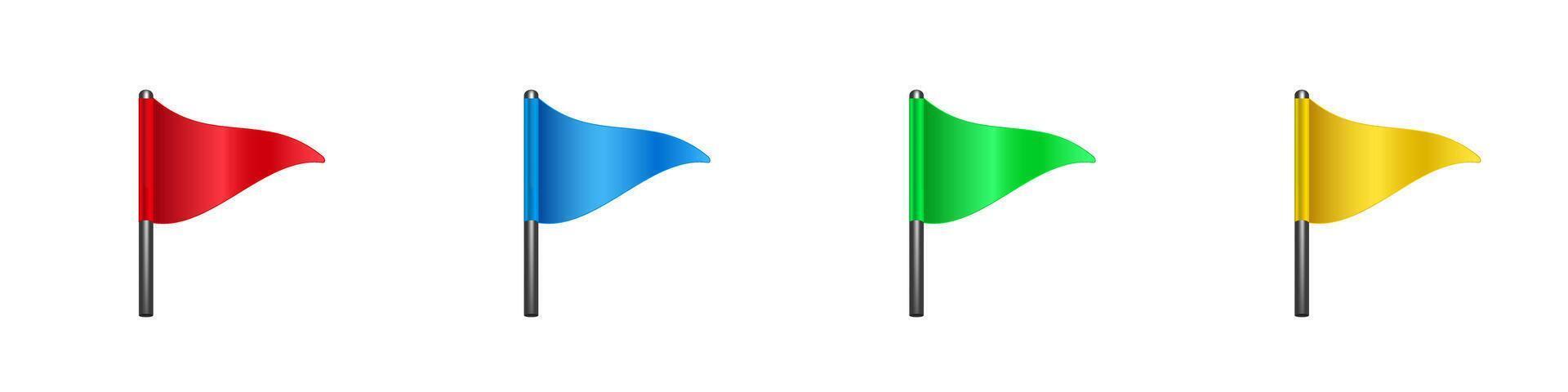 Colorful flags. red, blue, green, and yellow in a row vector