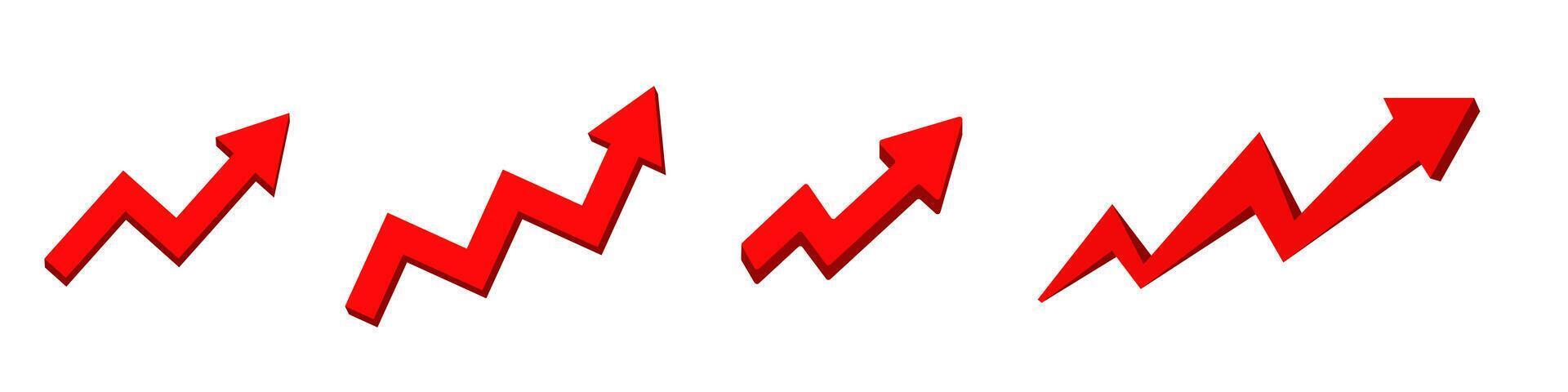 Red upward arrows showing increasing growth trend vector