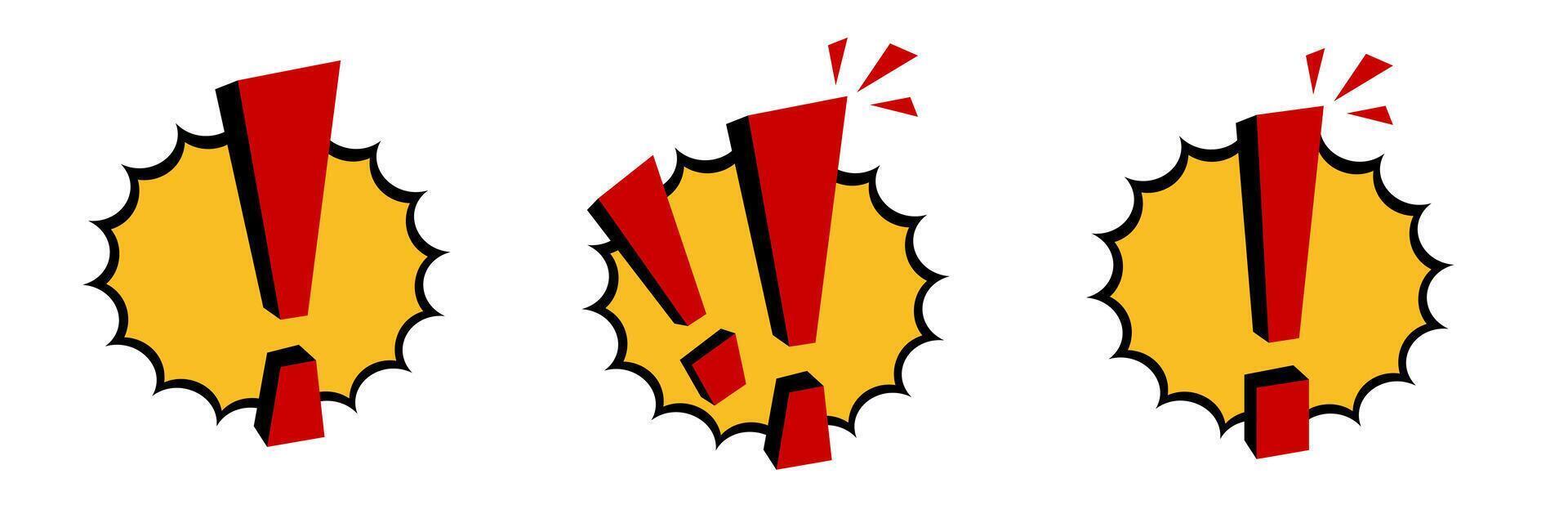 Bold exclamation marks with comic style bursts vector