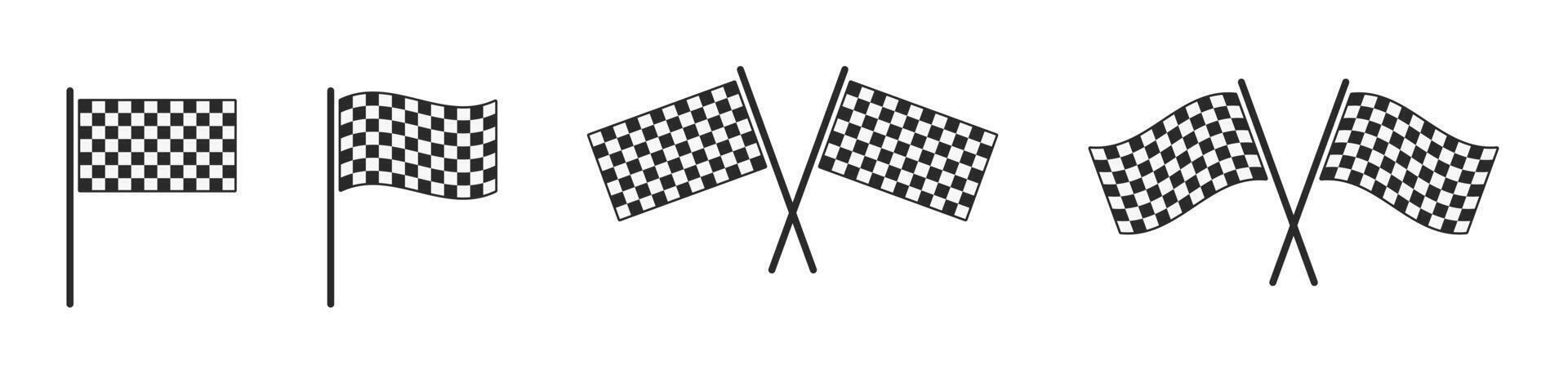 Checkered racing flags set for auto and sports competitions vector