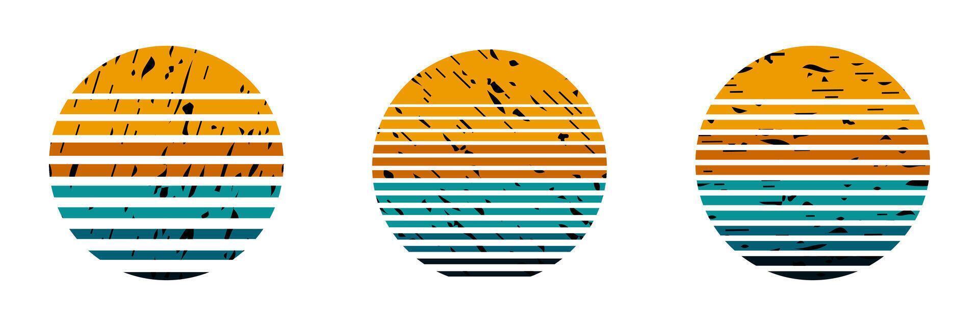 Abstract geometric circles with stripes and textures vector