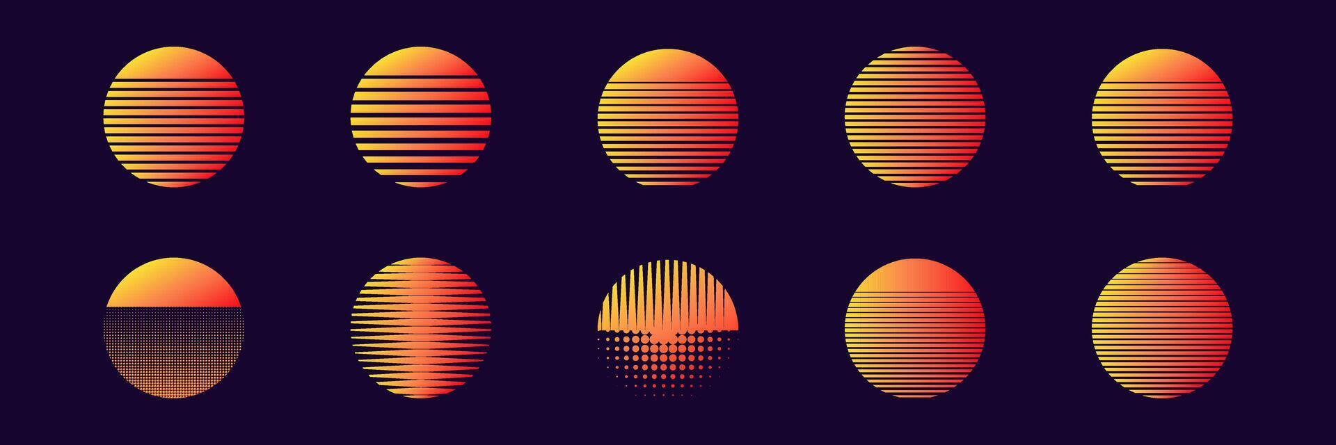 Colorful gradient eggs with horizontal stripes vector