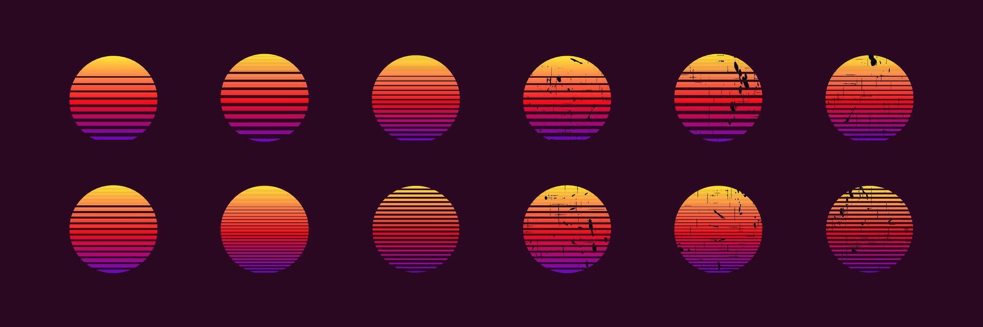 Vibrant gradient striped ovals with unique textures vector