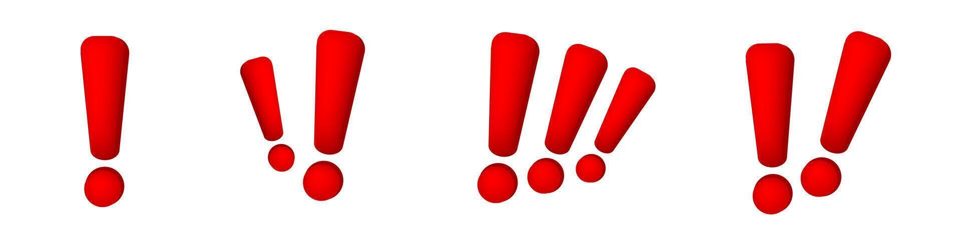 Bold red exclamation marks in a row vector