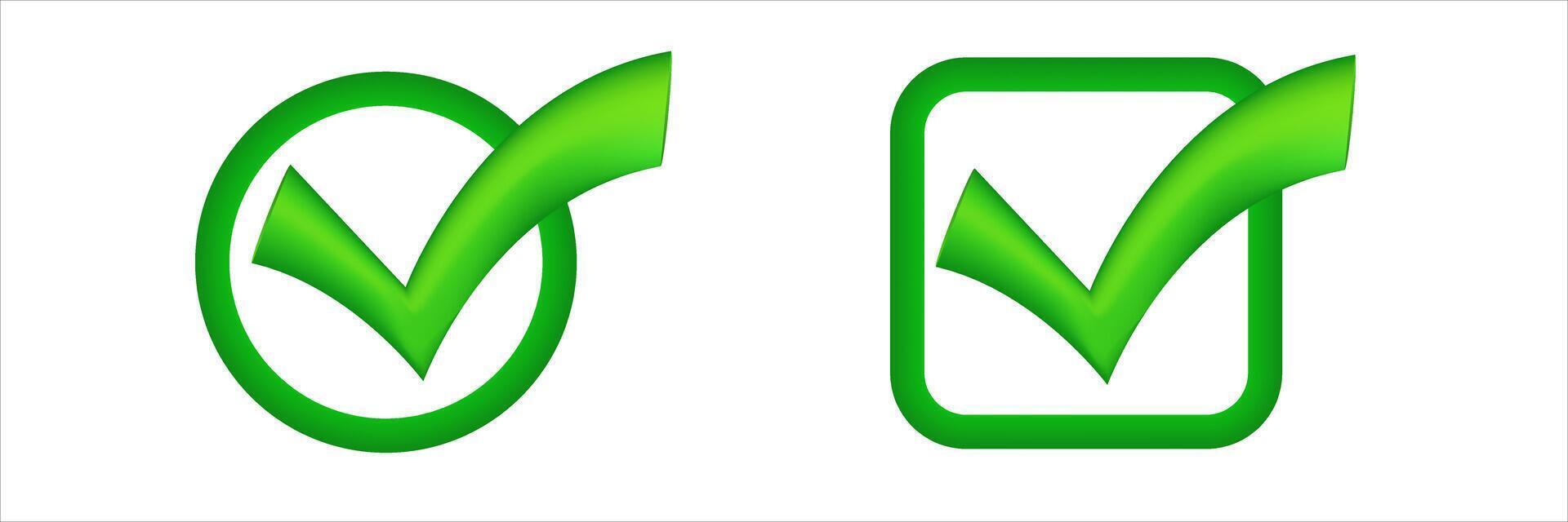 Green checkmark symbol for confirmation and approval vector