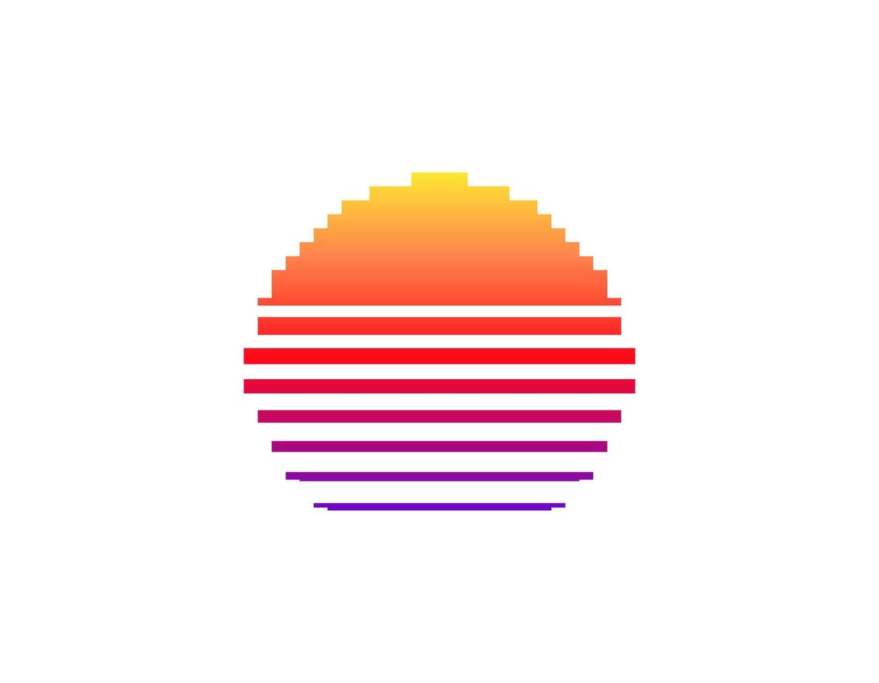 Retro eighties style geometric sun design in vibrant colors vector