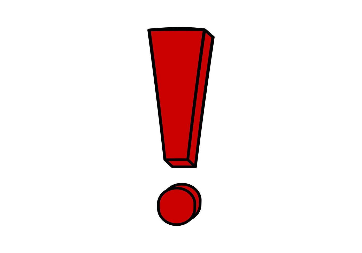 Bold red exclamation mark in 3d style vector