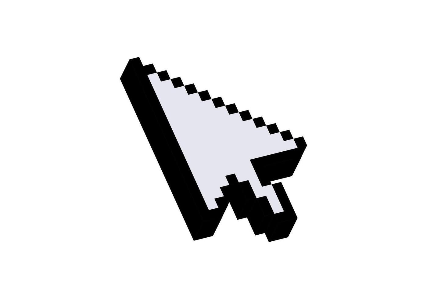 Large pixel arrow cursor icon with black outline vector