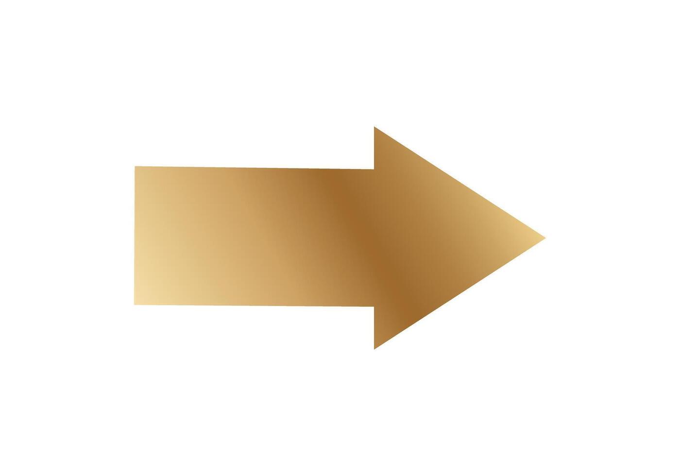 Golden arrow symbol pointing right for direction and guidance vector