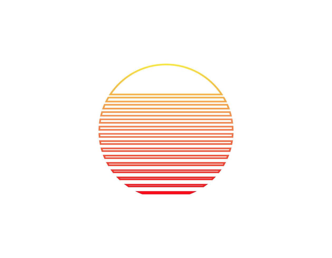 Retro sun circle with geometric lines in eighties and nineties style vector