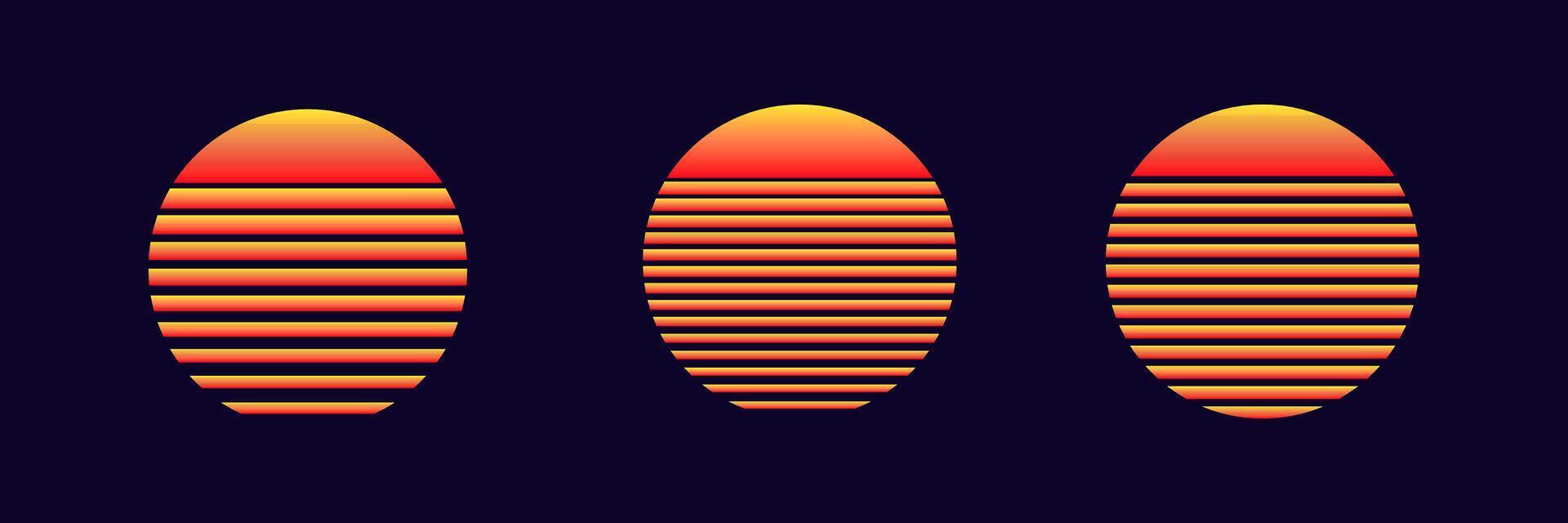 Three gradient ovals with horizontal stripe pattern vector