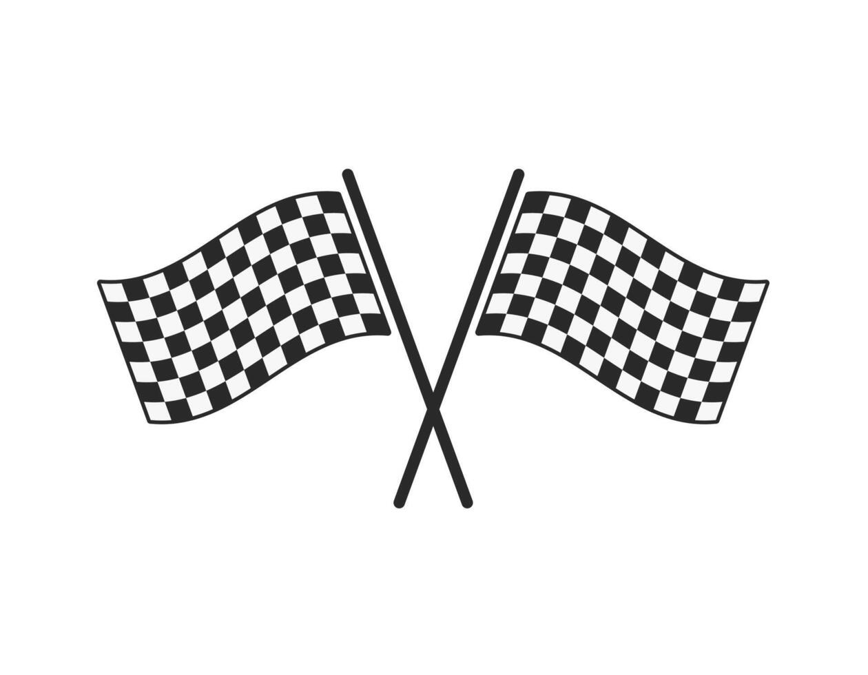 Checkered flags in crossed position for racing events vector