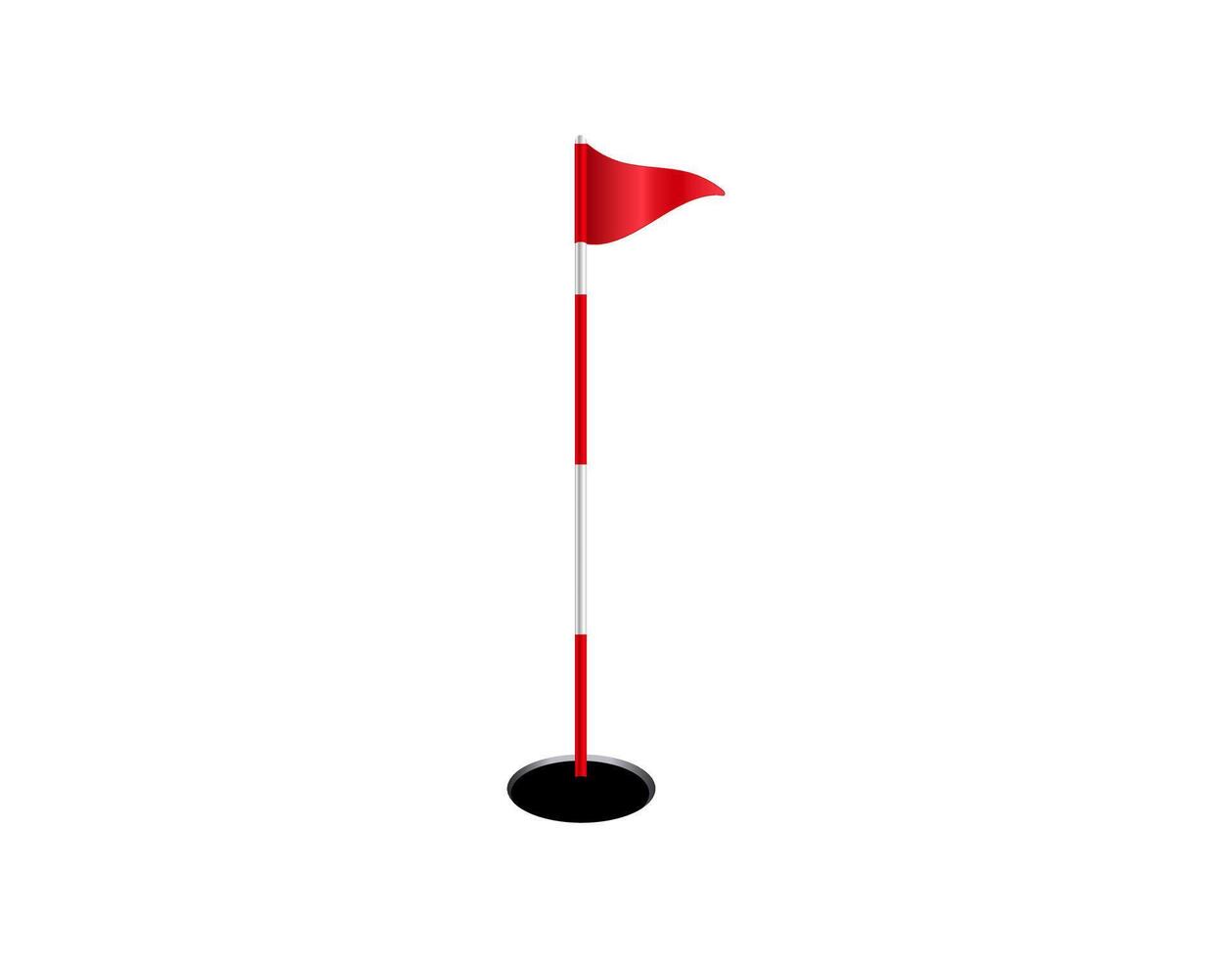 Red flag on pole above hole in golf course vector
