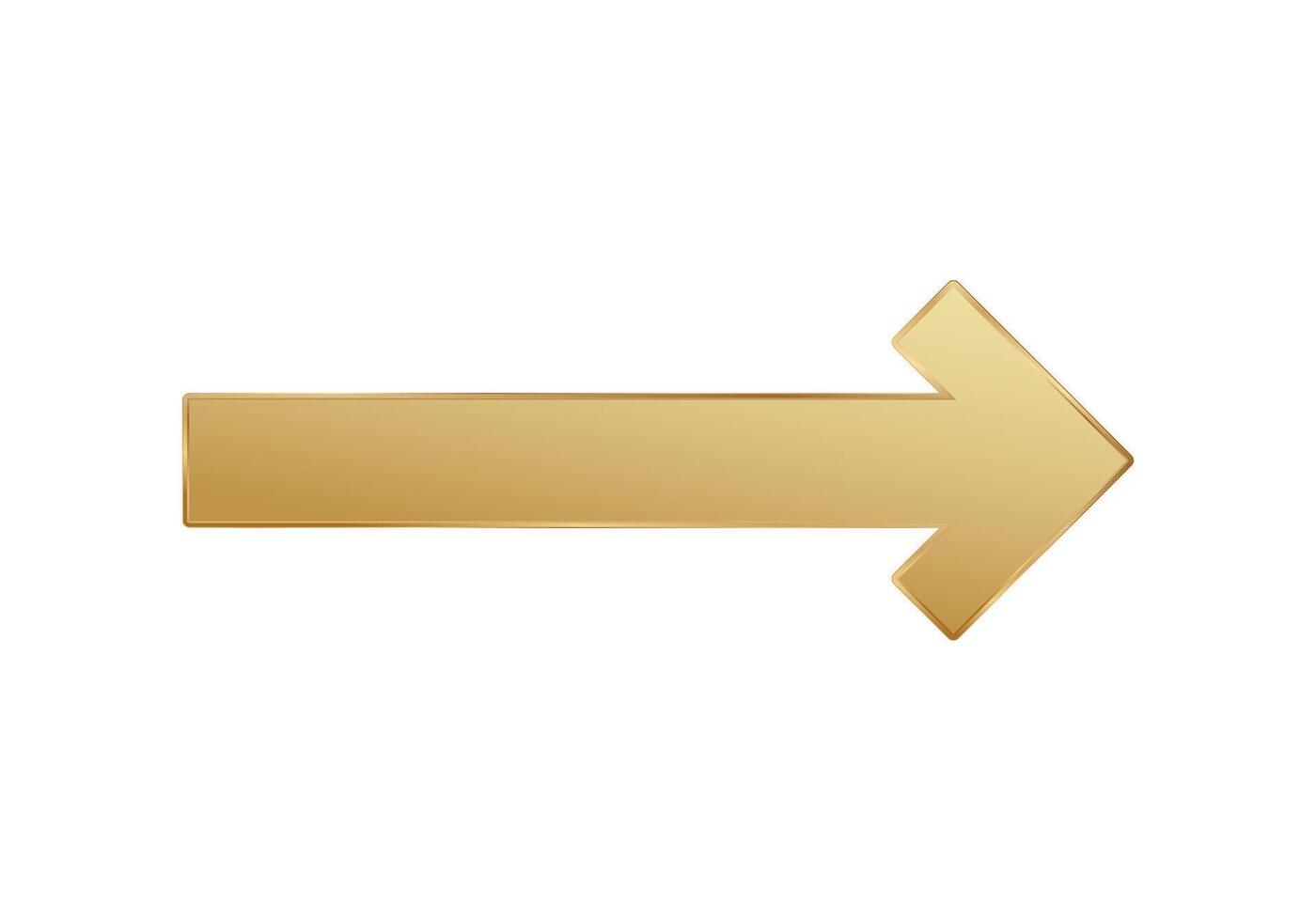 Shiny gold arrow pointing right on white background vector