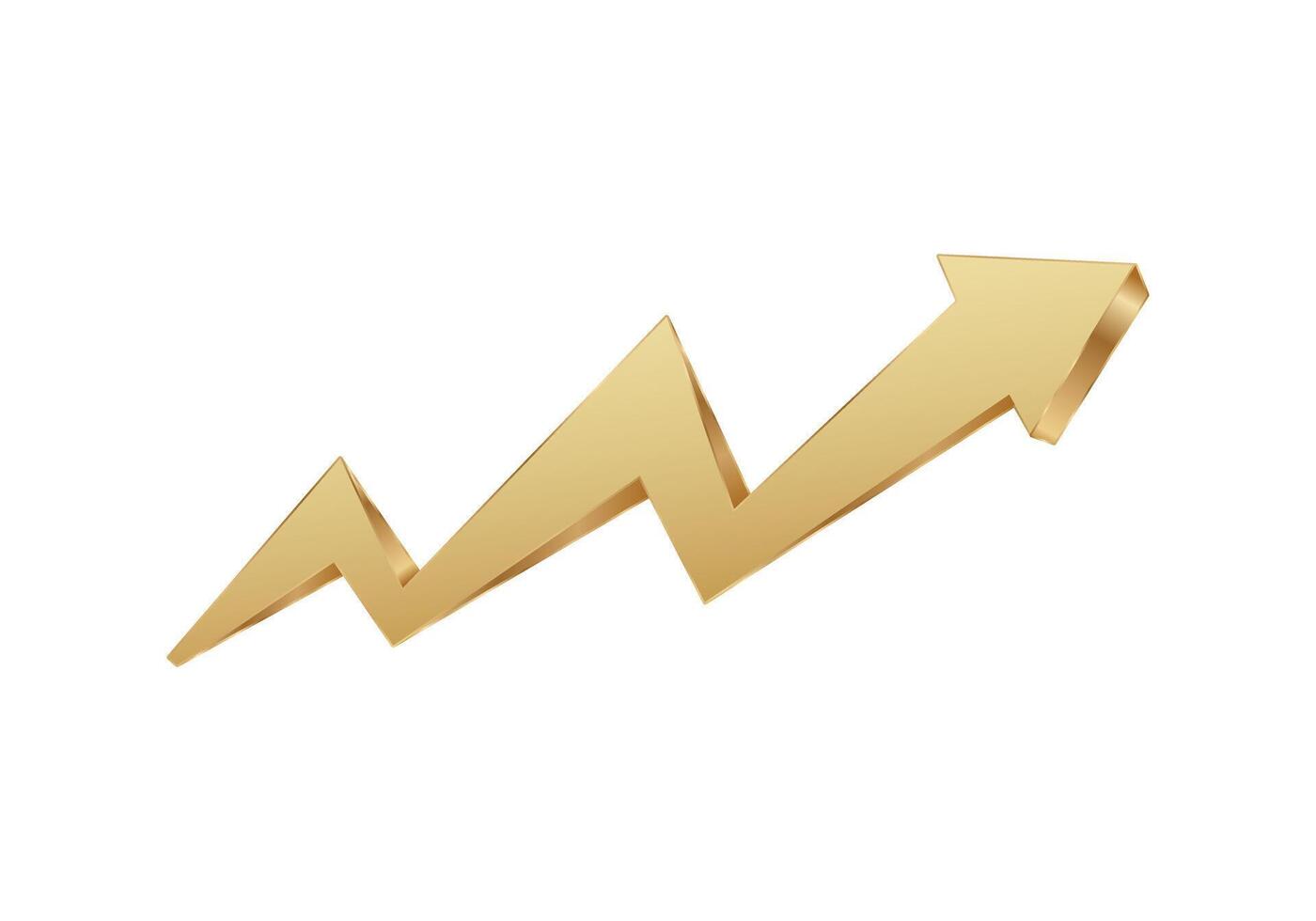 Gold arrow upward indicates financial growth and success vector