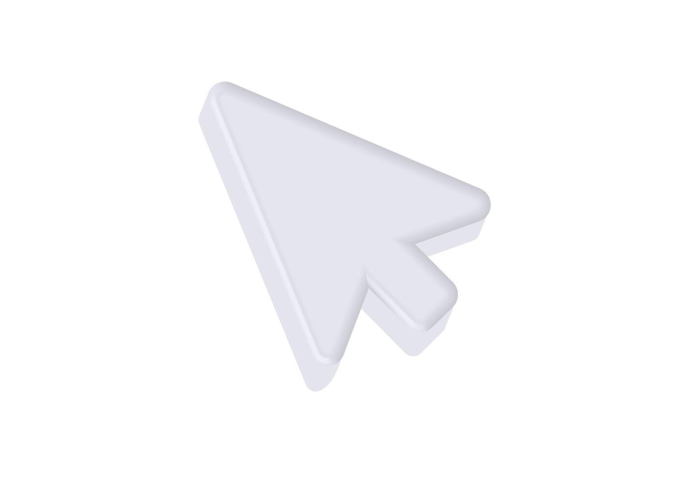 3d white arrow cursor icon on plain background vector
