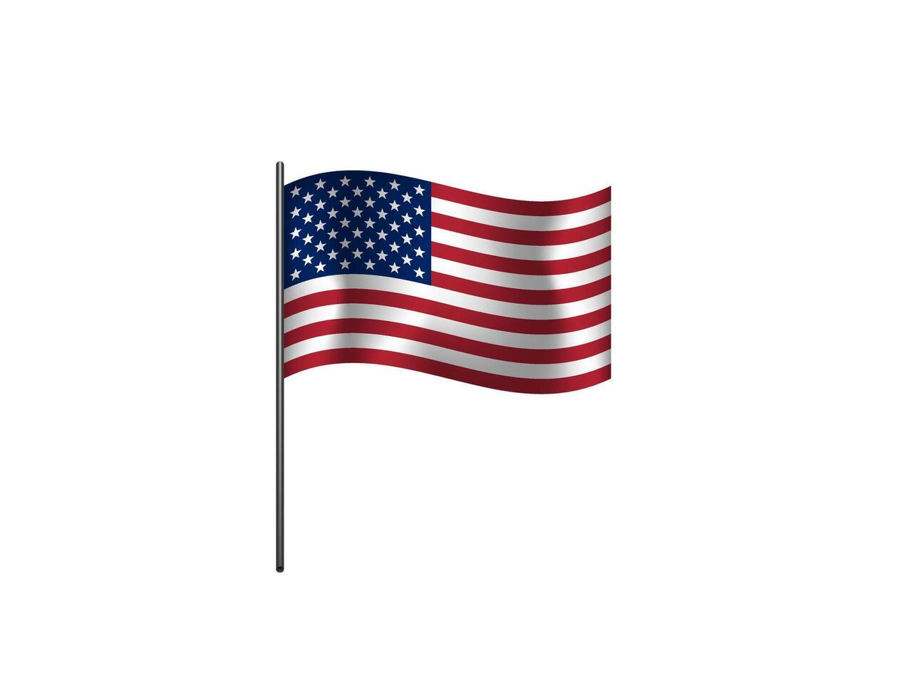 United states flag waving on a flagpole vector
