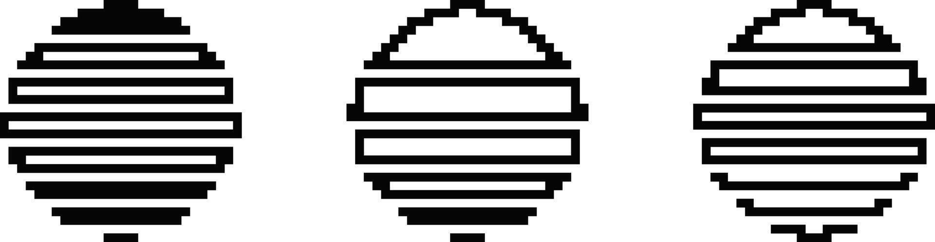 Pixel art. three striped eggs in black and white vector