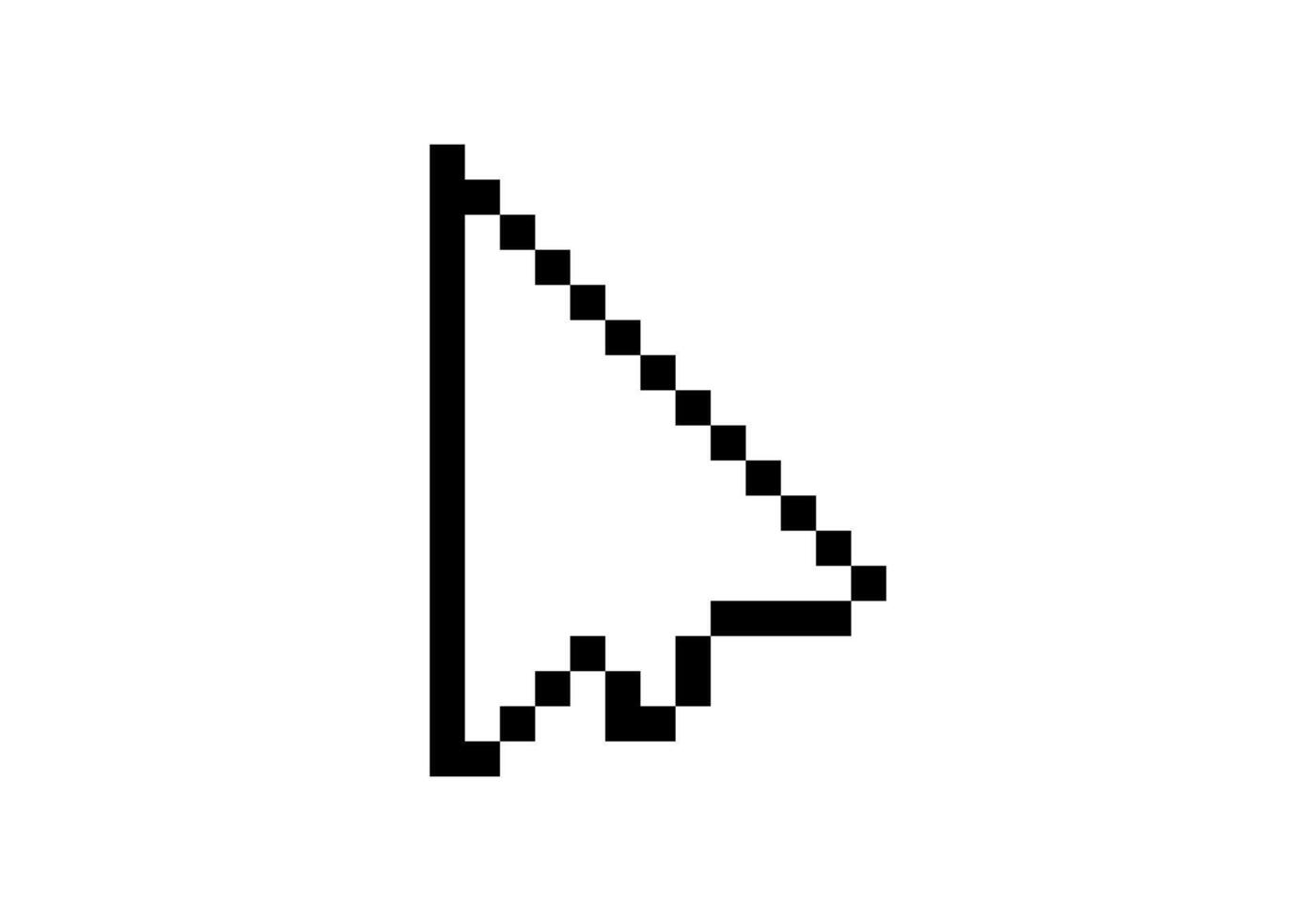 Pixelated computer mouse cursor icon in black and white vector